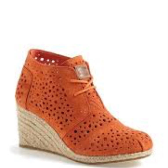 Toms Desert Wedges Orange Moroccan Cutout - Picture 2 of 6